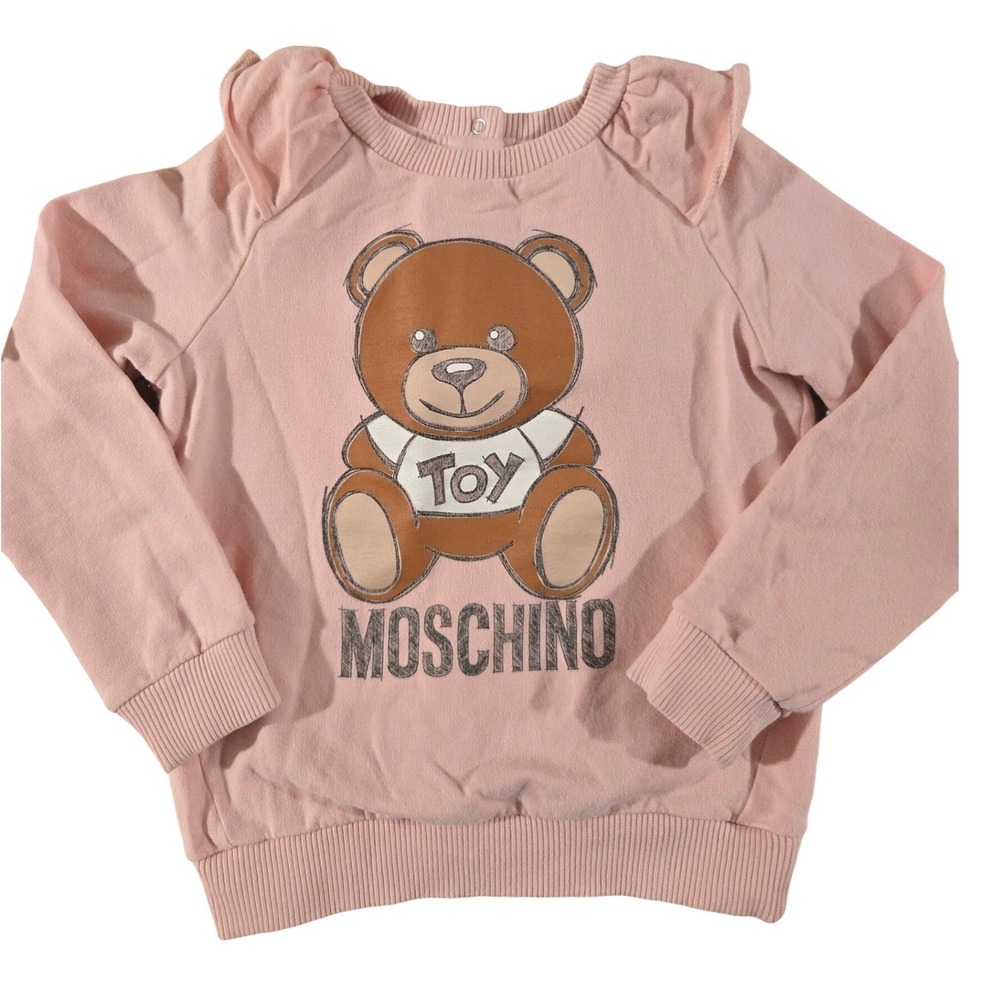 Moschino Baby‎ Pink Teddy Bear Ruffle Sleeve Sweatshirt Toddler Size 3